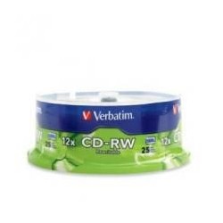 NEW 95155 VERBATIM CD-RW 700MB 25PK SPINDLE 12X.e