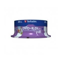 NEW 43667 VERBATIM DVD plus R DL 8.5GB 25PK WHITE WIDE INKJET 8X.e
