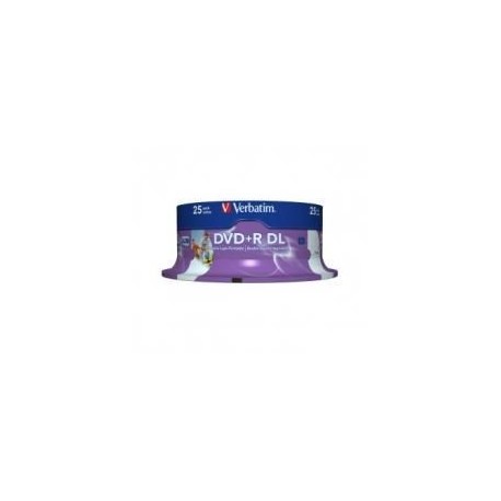NEW 43667 VERBATIM DVD plus R DL 8.5GB 25PK WHITE WIDE INKJET 8X.e