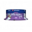 NEW 43667 VERBATIM DVD plus R DL 8.5GB 25PK WHITE WIDE INKJET 8X.e