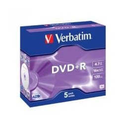NEW 95049 VERBATIM DVD plus R 16X JEWEL 5PK 4.7GB.e