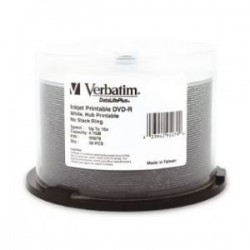 NEW 95079 VERBATIM DVD-R 4.7GB 50PK WHITE WIDE INKJET 16X.e