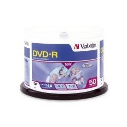 NEW 95101 VERBATIM DVD-R 4.7GB 50PK SPINDLE 16X.e