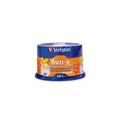 NEW 95137 VERBATIM DVD-R 4.7GB 50PK WHITE INKJET 16X.e
