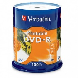 NEW 95153 VERBATIM DVD-R 4.7GB 100PK WHITE INKJET 16X COMPATIBLE FOR FULL-SURFACE EDGE-TO-EDGE PRINTING SUPERIOR INK ABSORPTIO
