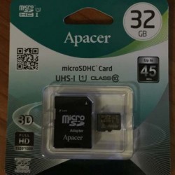 NEW APACER AP32GMCSH10U1-R NEW 32GB SD SECURE DATA MICROSDHC CARD UHS-I CLASS 10 45MBPS...