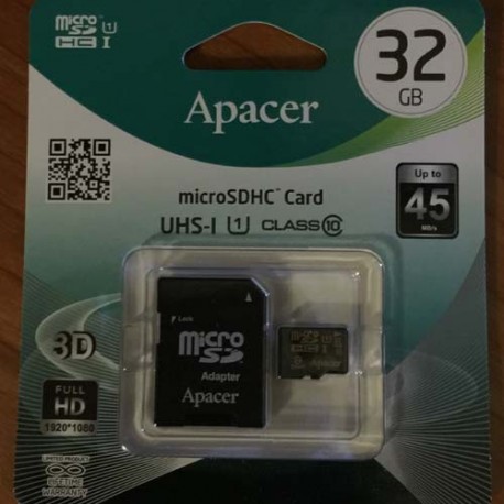 NEW APACER AP32GMCSH10U1-R NEW 32GB SD SECURE DATA MICROSDHC CARD UHS-I CLASS 10 45MBPS...