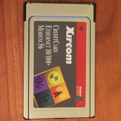 INTEL CEM56-100 USED XIRCOM CREDIT CARD ETHERNET 10/100PLUSMODEM 56K CARDBUS PCMCIA GLOBAL ACCESS ADAPTER CARD ONLY...
