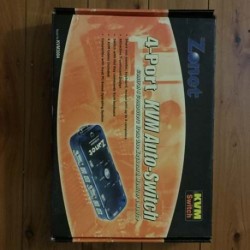 NEW ZONET KVM3004 4 PORT KVM SWITCH WITH FOUR SETS 6 FEET OF CABLES...