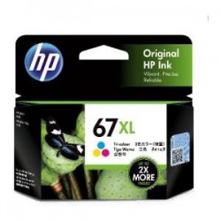 NEW 3YM58AA HP 67XL TRI-COLOR ORIGINAL INK CARTRIDGE.c.