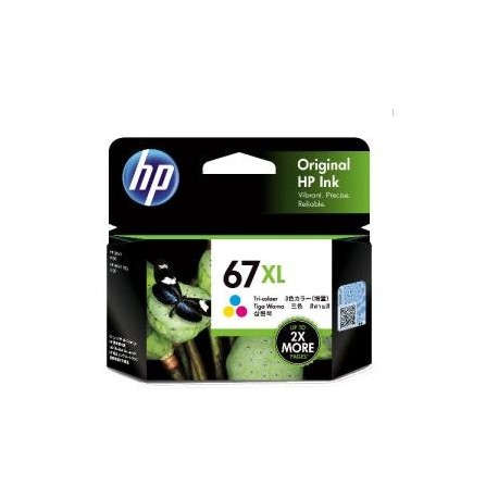NEW 3YM58AA HP 67XL TRI-COLOR ORIGINAL INK CARTRIDGE.c.