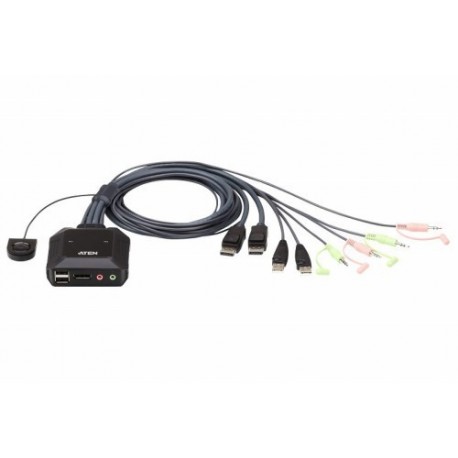 NEW ATEN CS22DP-AT 2 PORT USB 2.0 DISPLAYPORT 1.2 4096X 2160@30HZ KVM CABLE SWITCH WITH AUDIO - [ OLD SKU: CS22DP ].c.